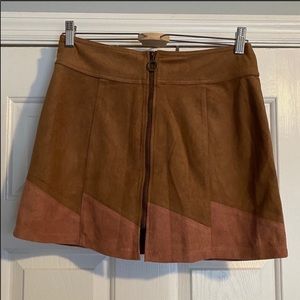 Cotton Candy- faux suede zip front mini skirt